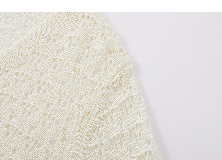Demana [Moonlight Among Flowers] Spring Elegant V-Neck Hollow Crochet Knit Flare Sleeve Petite Women's Sweater 13