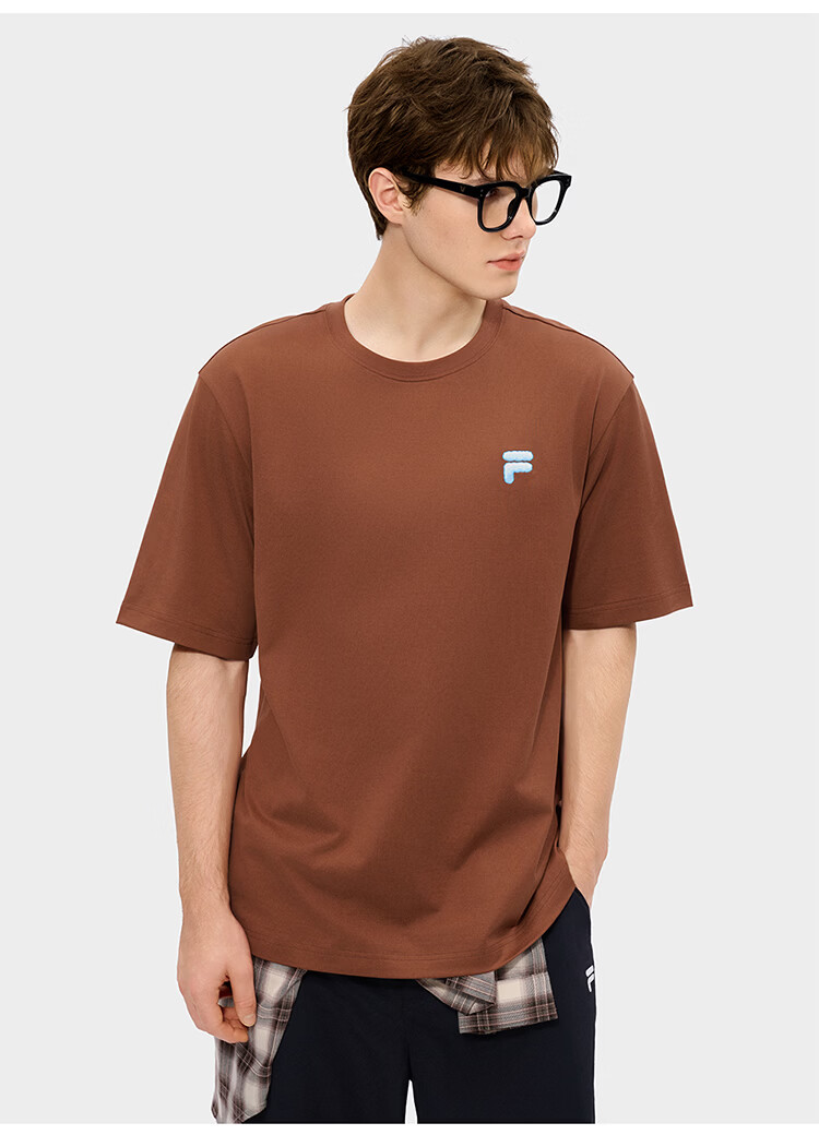 FILA FUSION Trendy Couple's Knitted Short Sleeve Shirt 2026 Summer Loose Fit Cool Cotton T-Shirt 63