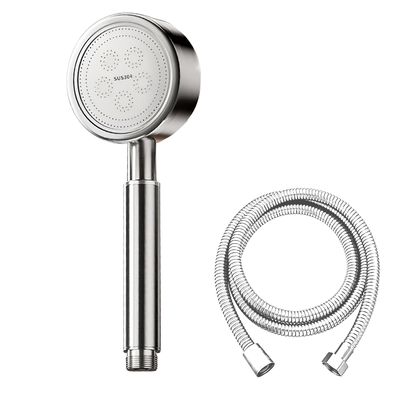 HOMK Seiko 304 Stainless Steel Shower Set with Pressure-Boosting Shower Head and Hose