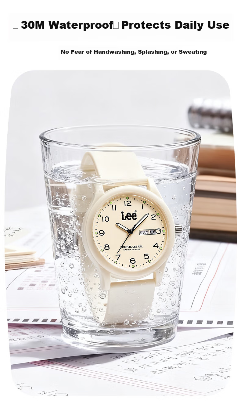 Lee Student Watch Calendar Youth Mechanical Exam Silent Pointer Unisex U553 Beige 6