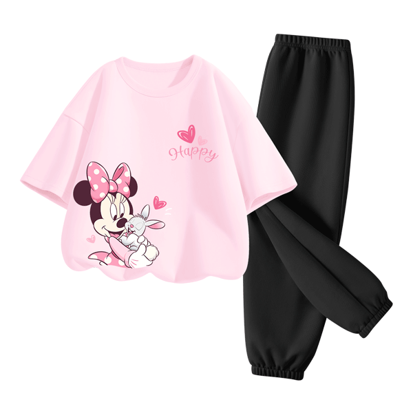Disney Kids Sportswear 2026 Summer New Comfortable Cotton Girls Short Sleeve T-Shirt Loose Boys Summer Outfit