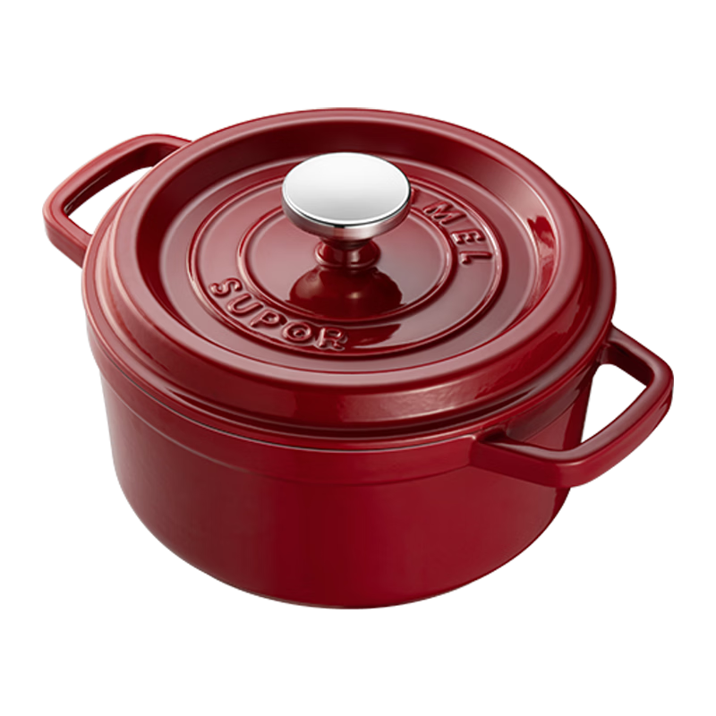 SUPOR Enameled Cast Iron Soup Pot Large Capacity Stew Pot Round Thickened Braised Cookware ET22MF01-R