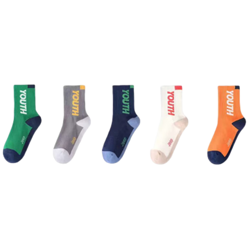 JEEP Children's Socks, Autumn And Winter, 100% Pure Cotton, 10A Antibacterial Deodorant Socks, Class A Sports Socks for Primary And Secondary School Students, Children's Socks