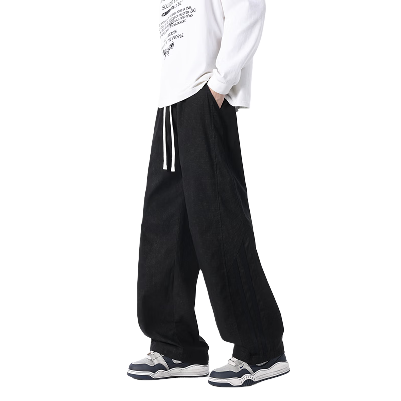 Dingfengbaoluo Men's American Style Crewneck Sweatshirt Autumn Winter New Heavyweight Loose Casual Top DWY50 Black 3XL