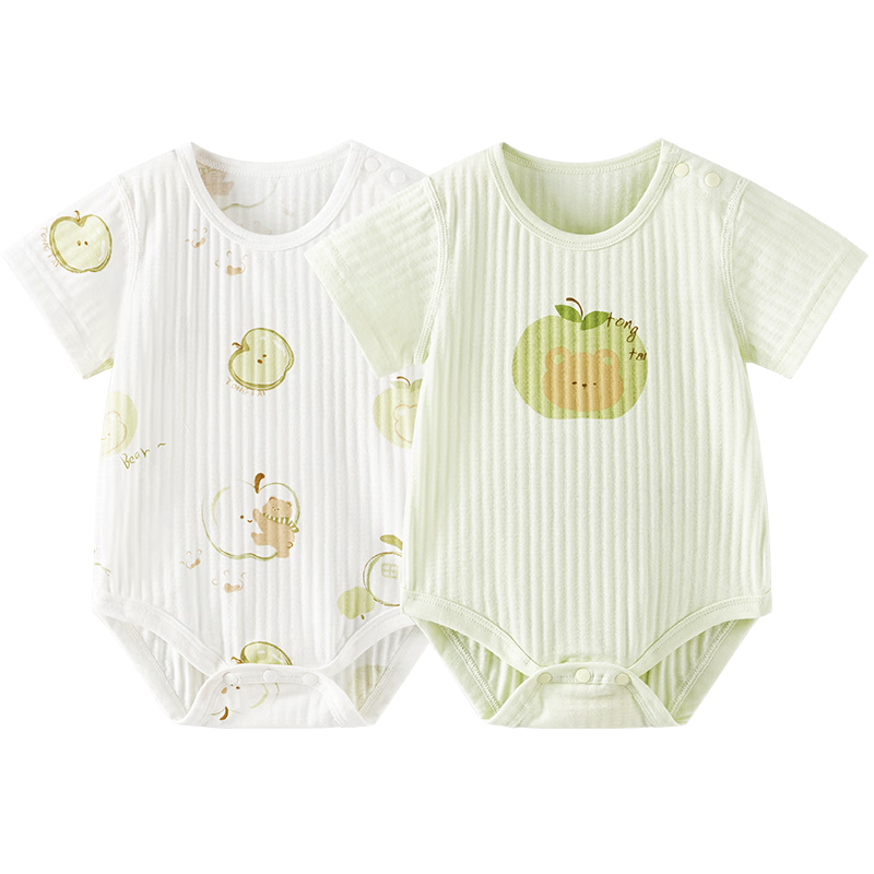 TONGTAI Baby Short Sleeve Bodysuit Summer Cotton Infant Romper Newborn Triangle Jumpsuit Crawling Suit Green 80cm