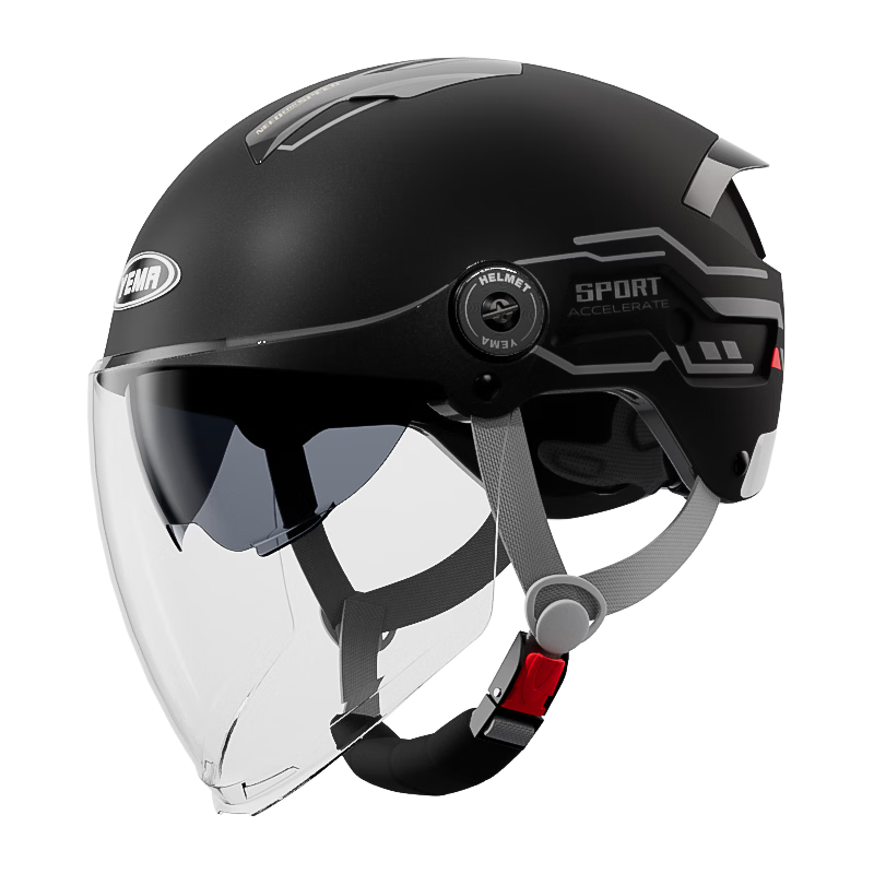 YEMA 3C Certified New National Standard Electric Vehicle Helmet Women Summer Sun Protection Dual Lens Motorcycle Half Helmet Men Summer Riding Electric Scooter Safety Helmet 371S Starry Black with Tra