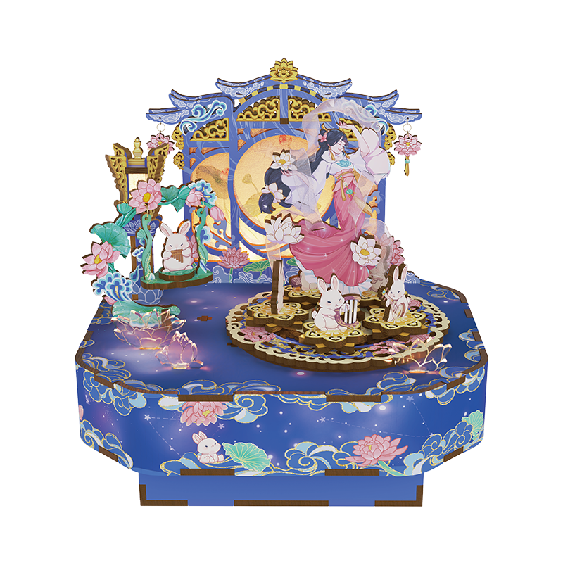 Tongqu Yunping Lewu Music Box Building Block Toy, Assembly Electric 3D Adult Puzzle Model Ornament, Birthday Gift
