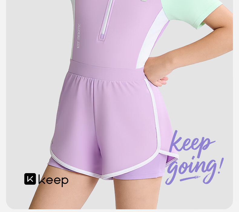 Keep Kids Girls One-Piece Conservative Swimsuit Purple Green Color Block Size 150 3