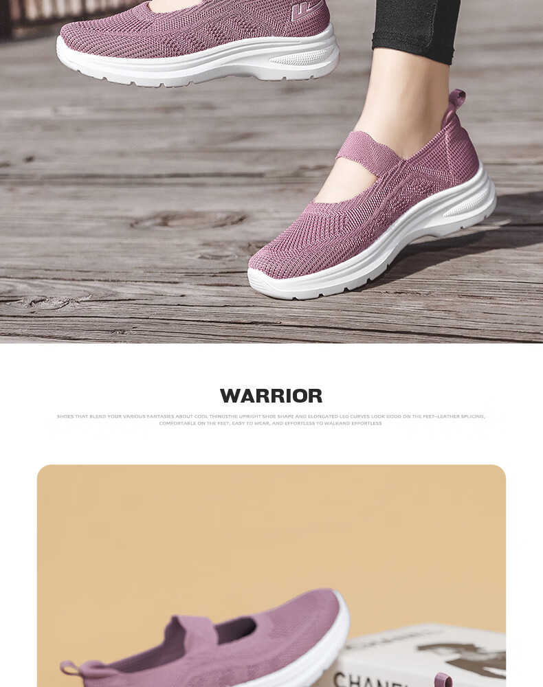 Warrior Women's Walking Shoes 2026 Summer New Breathable Mesh Soft Lightweight Elderly Shoes Pink Size 38 12
