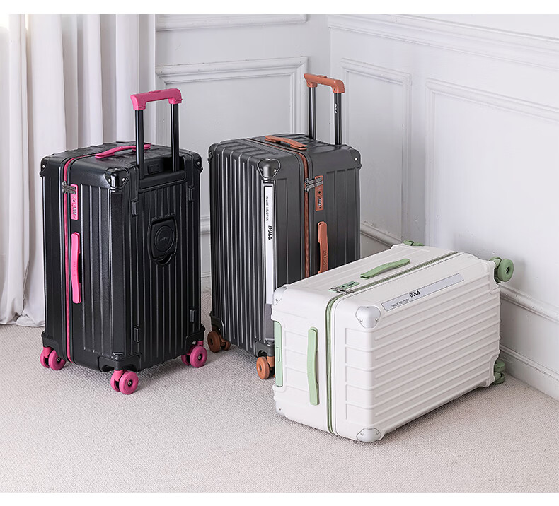DULA Innovative Plastic Frame PC Luggage Large Capacity Cup Holder Trolley Case Travel Suitcase Password Lock 28 Inch Slate Brown 9