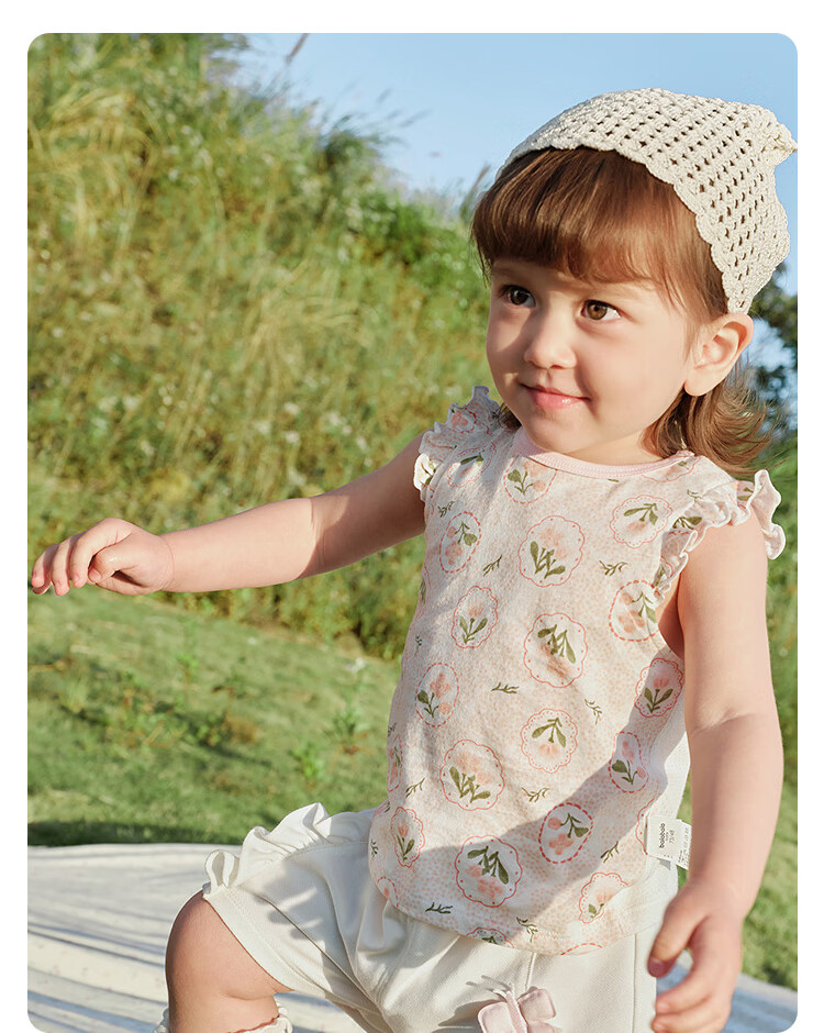 BALABALA Baby Vest, Infant Top, 2026 New Summer Two-Piece Set, Breathable Comfortable Sweat-Absorbing T-Shirt, Pure Cotton Cute Desig 14
