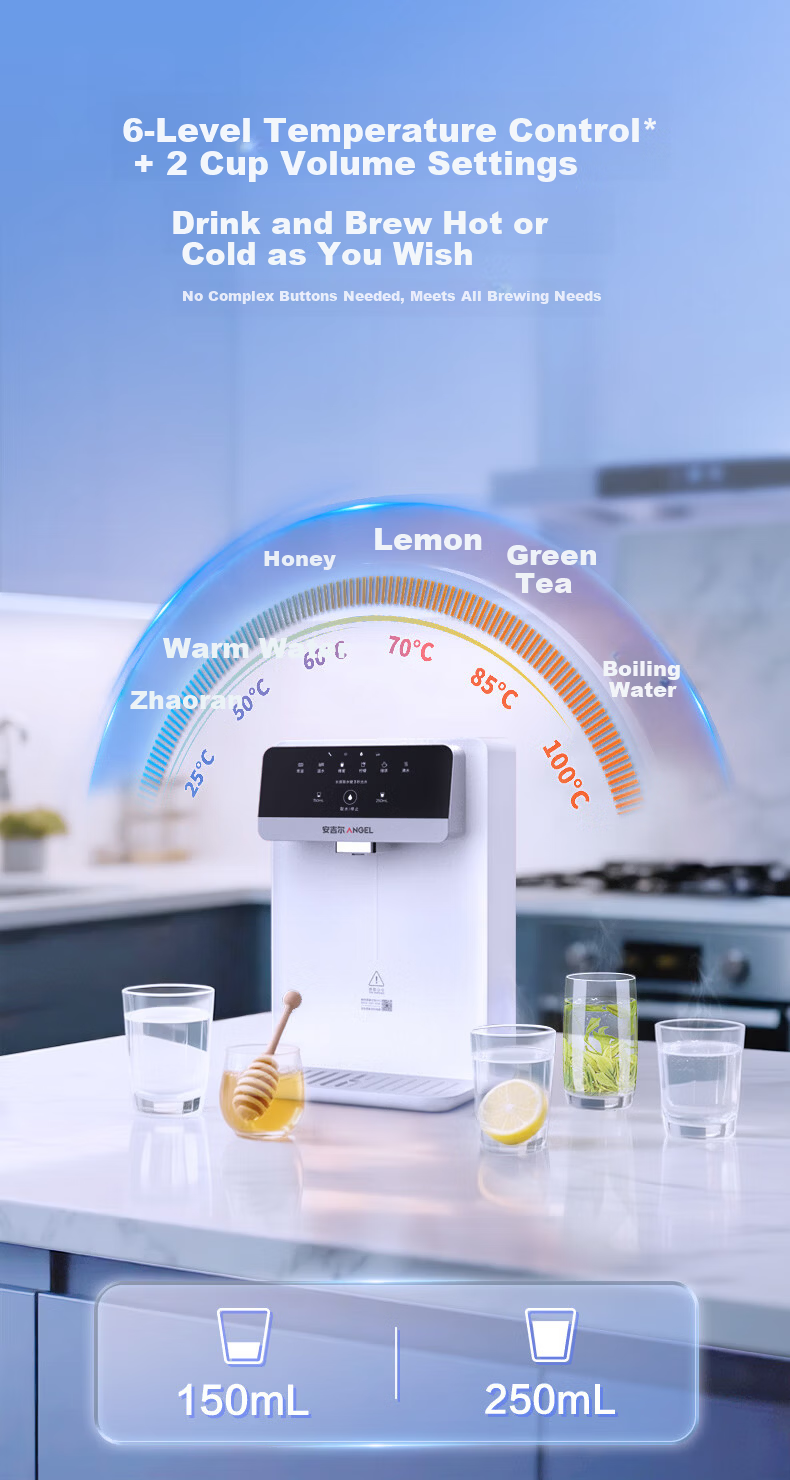 Angel Wall-Mounted Instant Hot Direct Drinking Water Integrated Purifier Companion Full Flow Adapter Ultra-Thin Home Six-Level Temperature Control Quantitative Water Dispensing Y3617BK-G 7