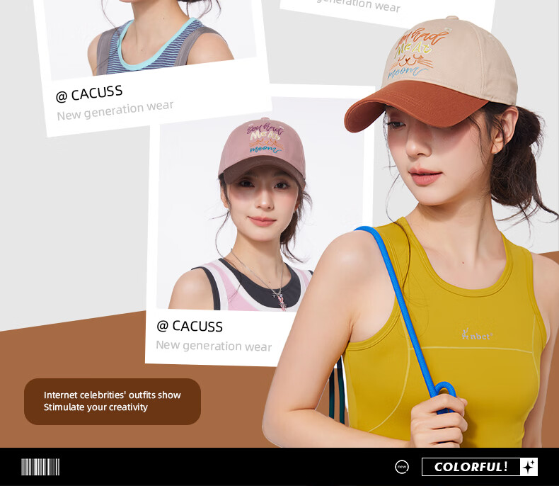 CACUSS Women's Baseball Cap Spring Summer Retro Colorblock Embroidered Cotton Soft Top Outdoor Face-Slimming Pink Brown 10