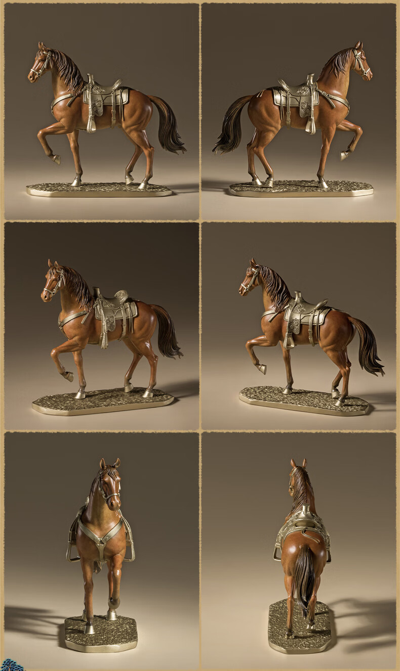 Master Tong "Saddle Breeze (Small)" Office Desktop Copper Horse Ornament Home Decor 17