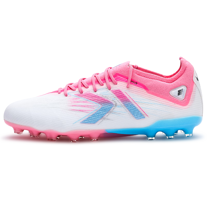 KELME Adult Soccer Cleats, Lüying 2.0 MG Professional Competition Short Studs, Artificial Grass Daily Training Shoes, White Pink, Size 40.5