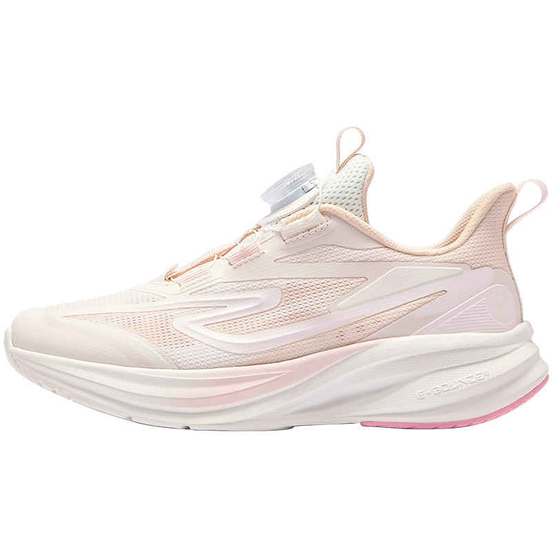 ERKE Kids Unisex Knob Buckle Sports Shoes Children's Cushioning Durable Running Shoes Microcrystalline White/Seashell Pink/Arctic Pink Size 34