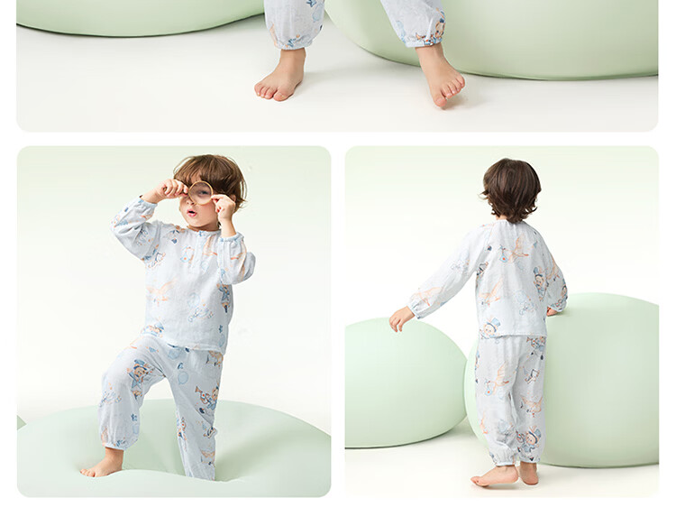 Betis Kids Summer Lightweight Homewear Set New Baby Pajamas Nine-Sleeve Pants Boys and Girls Air Conditioning Clothes 18