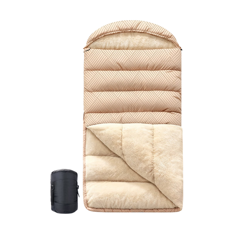 BeiJiLang Crystal Fleece Sleeping Bag Thickened Autumn Winter Outdoor Camping Car Nap Anti-Kick Warm Single Sleeping Bag Cold Resistant Quilt