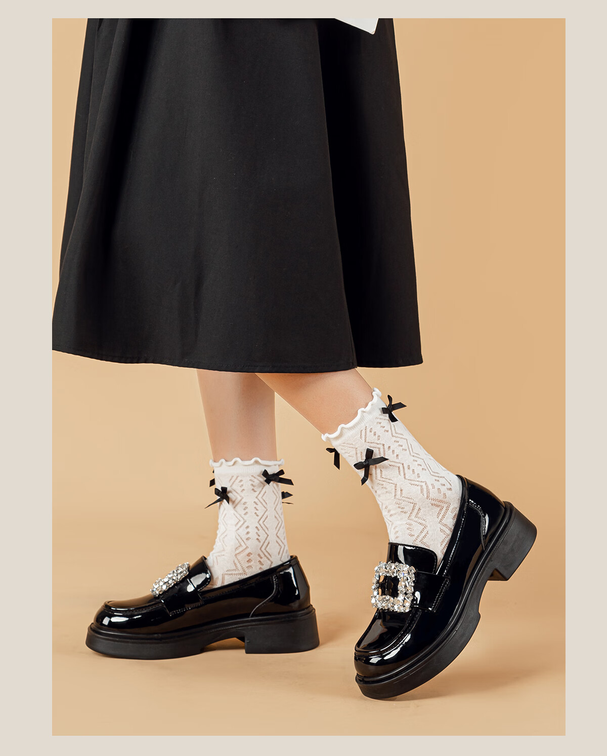 Huili Thick-Soled Loafers for Women, New Spring Style, Super Popular French Hepburn Shiny Mary Jane Leather Shoes, Black, Size 39 15