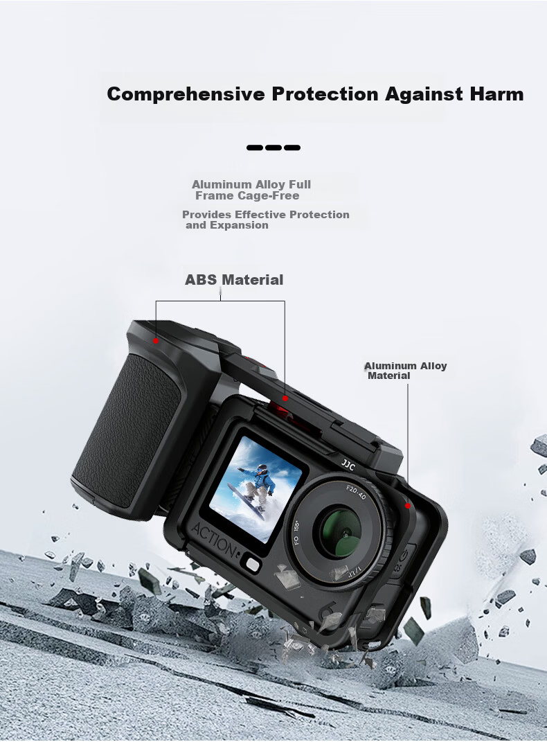 JJC DJI Action 6 Street Shooting Cage Handle Sports Camera Kit Osmo A6 Protective Case Expansion Accessories Ultra-Light Metal Aluminum Alloy 10