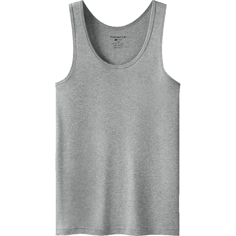 THREEGUN Men's Tank Top, 7A Original Yarn, Antibacterial, 100% Cotton, High-Elastic Ribbed, Fitness Sports Undershirt, Sleeveless T-Shirt for Men, 2-Pack