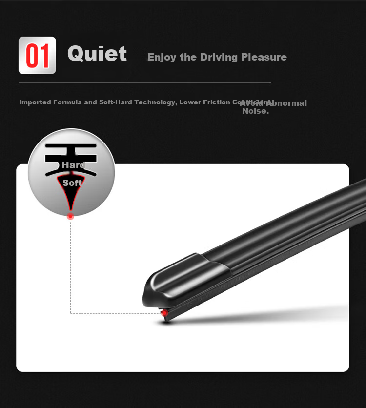 Oujie Frameless Windshield Wiper Blade for Volkswagen Beetle [2012-Present] Original Factory Size A-Grade Rubber Strip 6