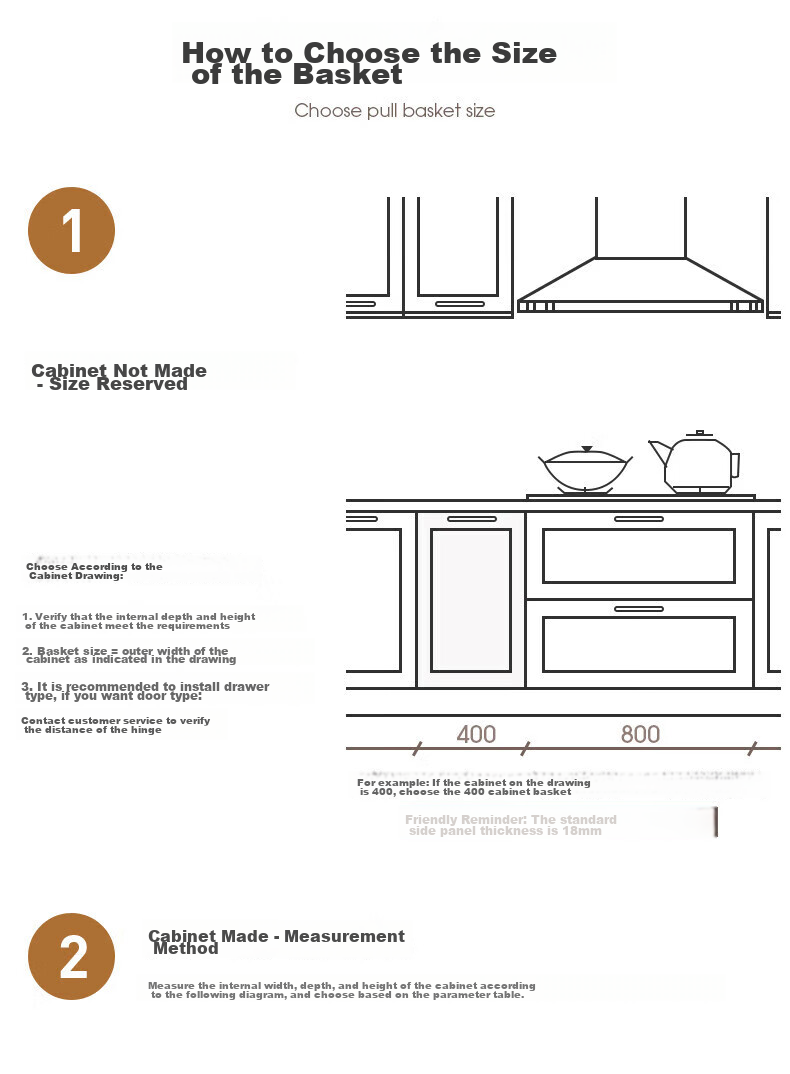 Cobbe 304 Stainless Steel Drawer-Type Bowl Rack, Kitchen Cabinet Double-Layer Pot Bowl Plate Storage Shelf, Cabinet Bowl Dish Pull-Out Basket 18