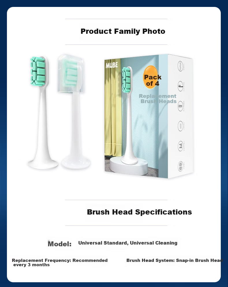 MUBE Compatible Xiaomi Electric Toothbrush Heads T300/T500/T700/MES601/MES602 Mijia Youth Edition MI Universal Replacement Brush Heads Upgraded Flagship Model 11