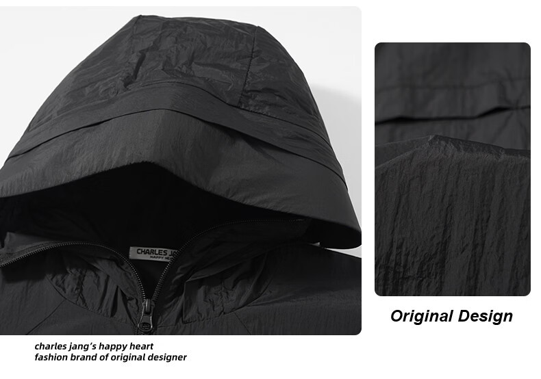 Charles Heart Summer Loose Fit Hooded Casual Women's Ice Cooling Breathable Slimming Versatile UPF50+ Sun Protection Jacket Black L 5