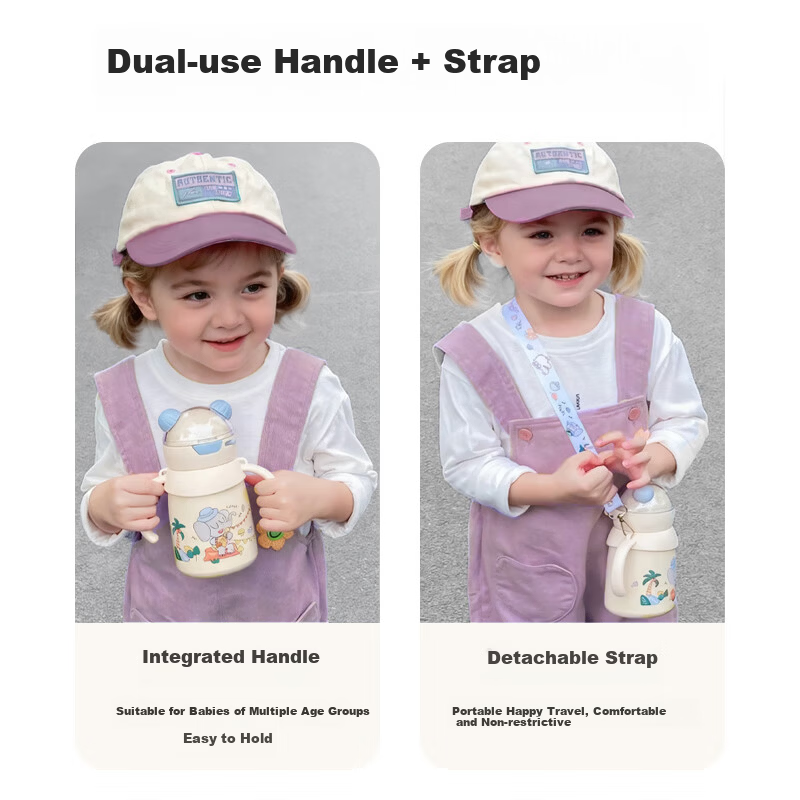 Ipoosi Infant Insulated Baby Bottle Thermos Cup Toddler Straw Cup Sippy Cup for 1-3 Years Old Children