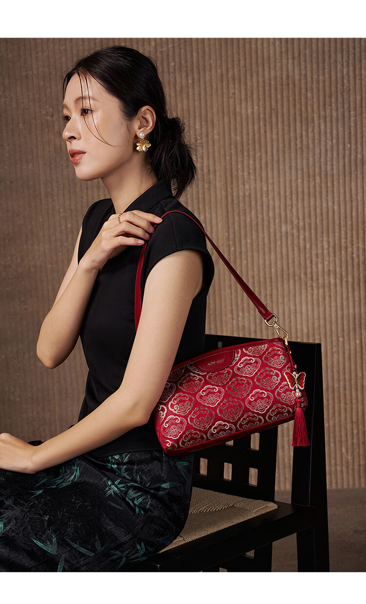 Aokang Women's Bag Trendy National Style Embroidered Small Square Bag Light Luxury Crossbody Shoulder Bag Birthday Gift for Mom and Wife 7