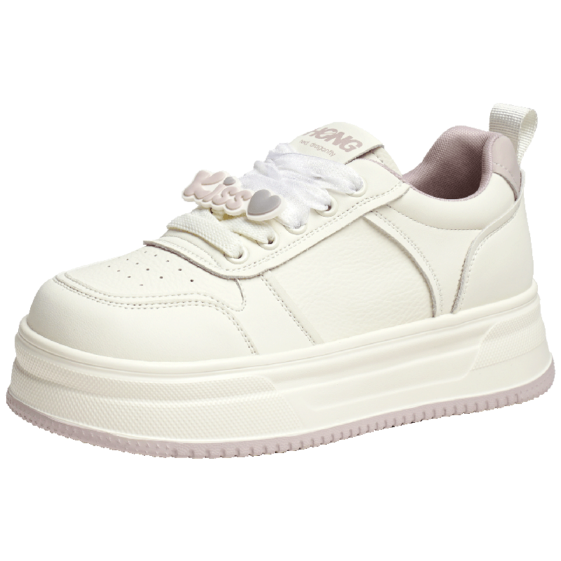 Red Dragonfly Thick Sole White Sneakers Casual Fashion Height Increasing Comfortable Women's Sneakers WTB35009 Beige/Purple 37