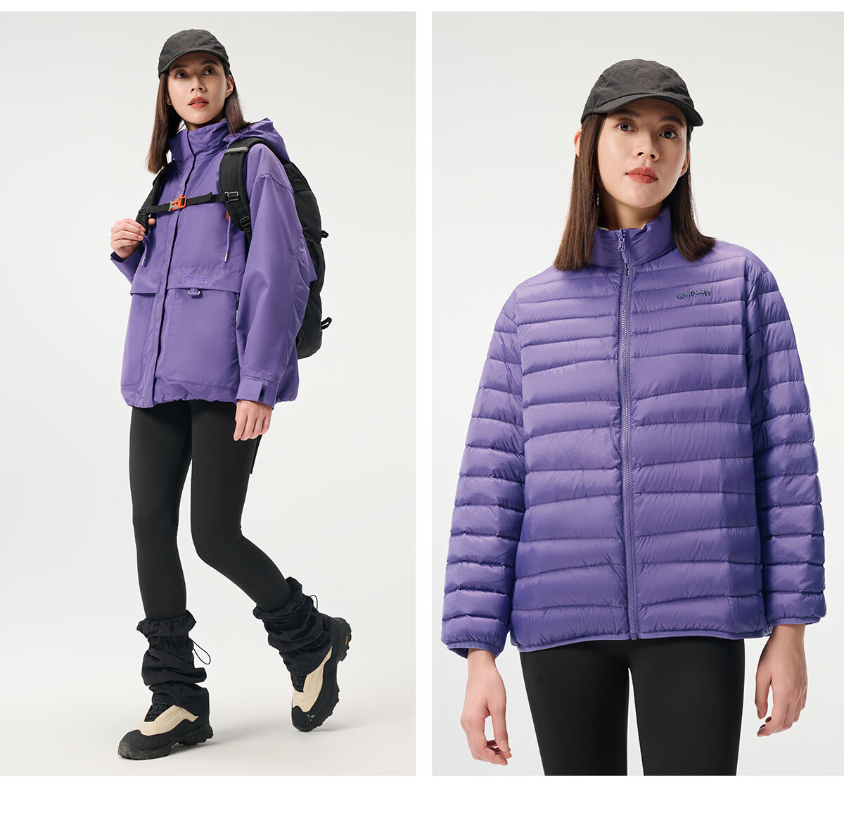 OUTDOOR PRODUCTS [Huangmeirou] Functional Three-In Fleece Jacket for Women, Windproof Coat, Xuanyi Purple 28