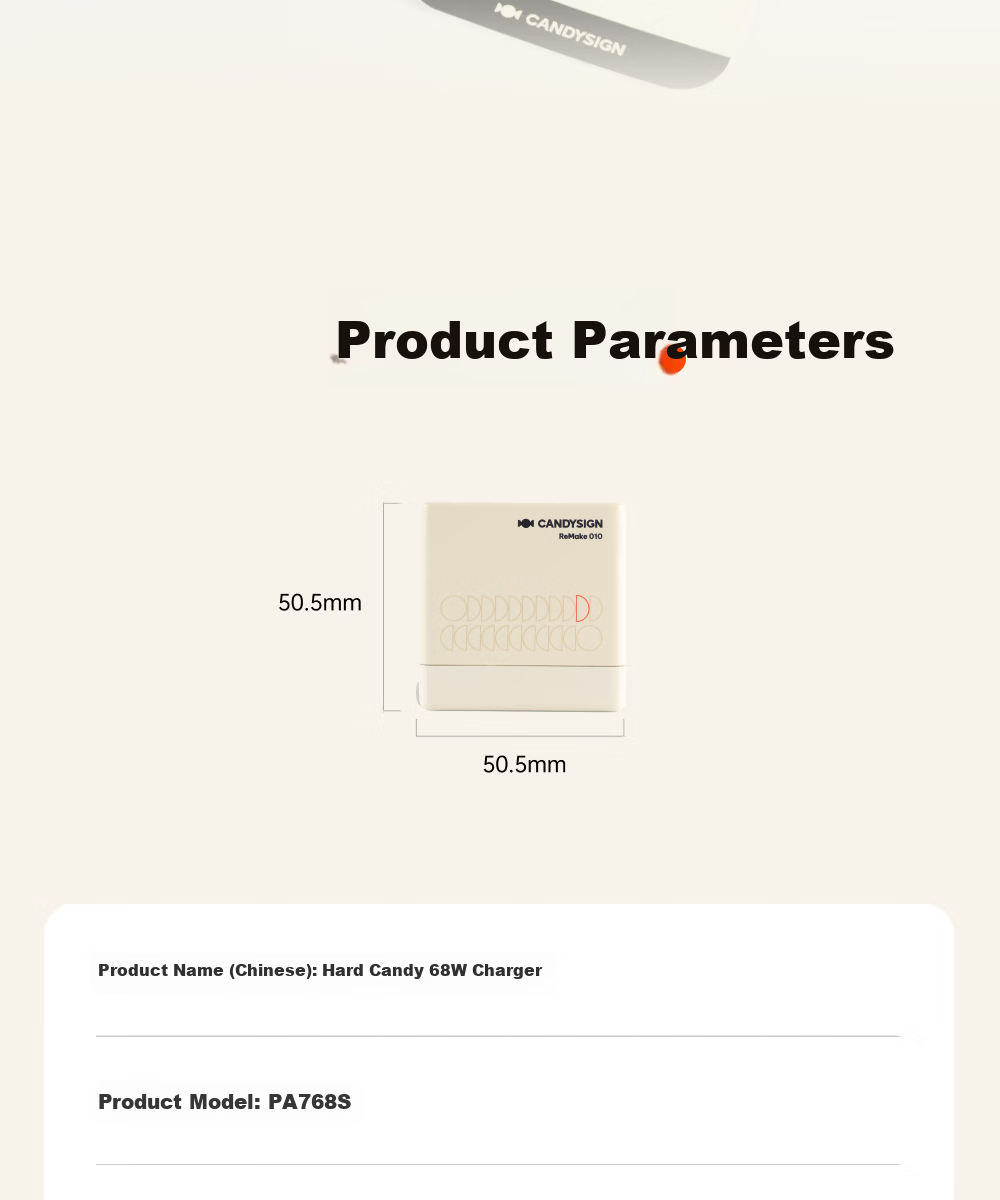 CANDYSIGN Sugar Factory Hard Candy 68W 3C Charger Compatible with iPad Apple iPhone 17 Huawei Android GaN PD Fast Charging Adapter 19