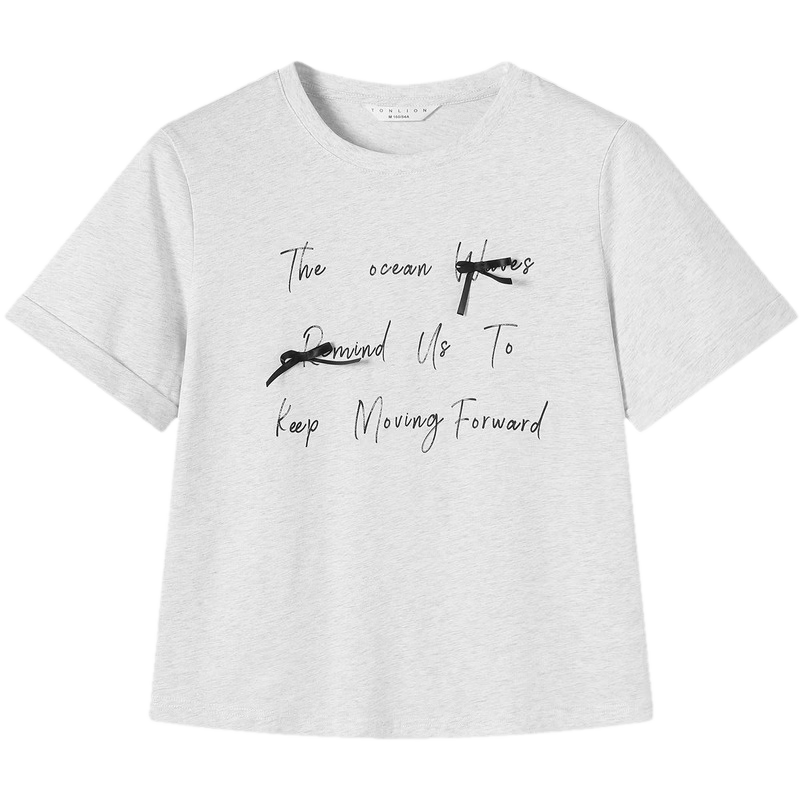 TonLion 2026 Summer New Women's Short Sleeve T-Shirt Korean Style Butterfly Knot Youthful Design Boutique Top