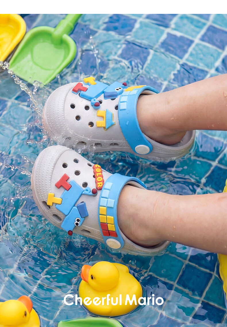 Cheerful Mario Baby Slippers Summer New Children's Home Breathable Bath Toddler Boys Girls Closed-Toe Beach Clogs 23