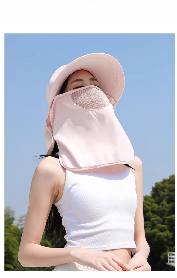 DUSENNA Women's Sun Protection Hat Detachable Neck Cover Outdoor Summer UV Protection Face Shield Hat 12