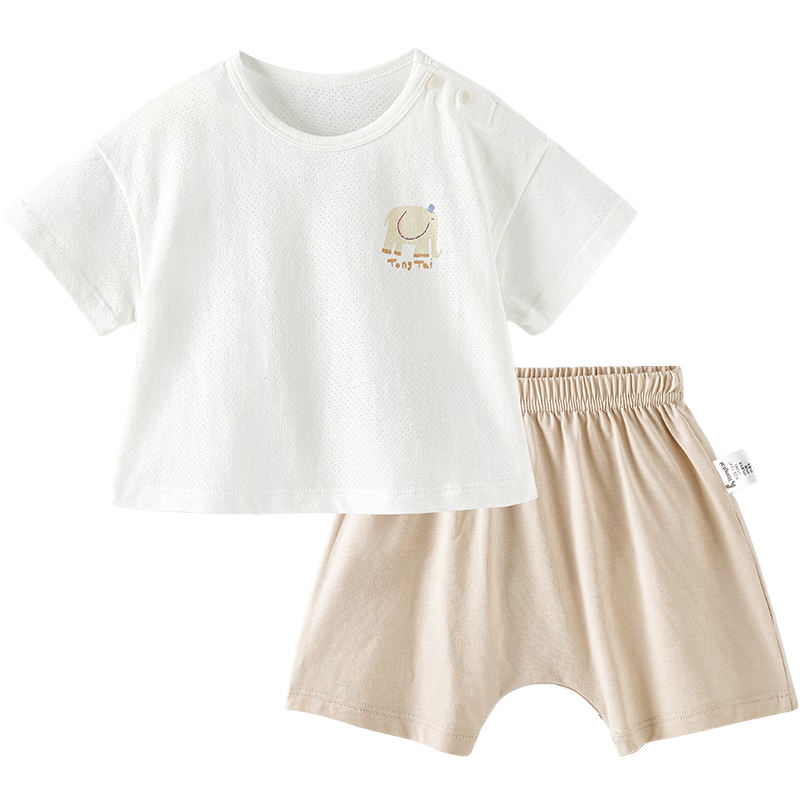 TONGTAI Baby Short Sleeve Summer Thin Set Boys Girls PP Pants T-Shirt Shorts Gray 100cm