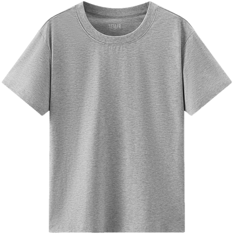 Semir Mall Same Style | Women's Summer Short Sleeve T-Shirt Solid Color Crew Neck Regular Shoulder Top 2026 Versatile Shirt 101926100001