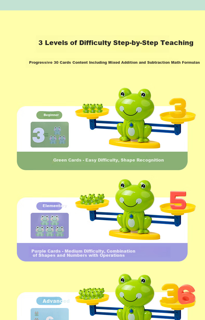 Mili Children's Toy Frog Balance Scale Educational Montessori Early Learning Student Number Enlightenment Logic Thinking for Ages 2-6 2