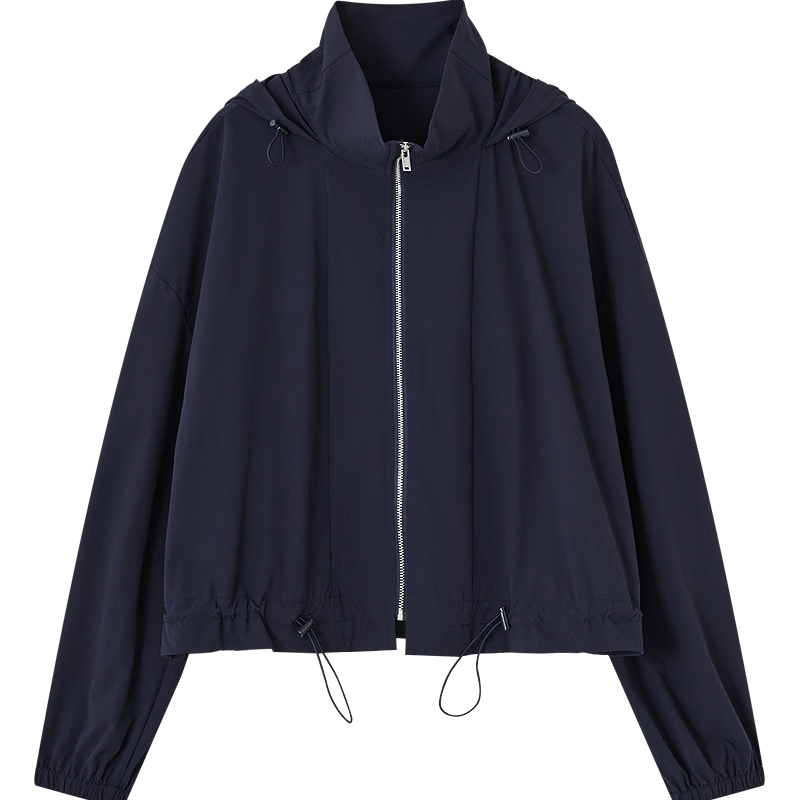 Demana Antibacterial Ice Algae Mud Spring Tech Hooded Drawstring Hem Loose Fit Petite Women's Jacket