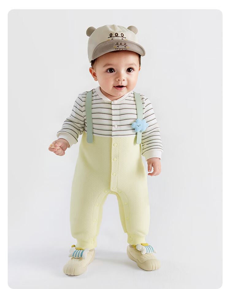 Balabala [balaOne] Kids Baby Jumpsuit 2025 Spring Fashion Faux Two-Piece Stylish 6
