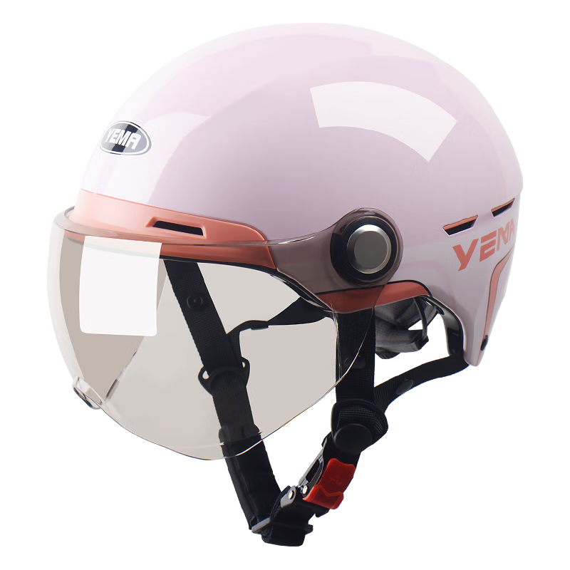 YEMA 3C Certified 360S Helmet, Electric Scooter, Women's Summer Sun Protection Half Helmet, Motorcycle Safety Helmet, Unisex for All Seasons, Cherry Pink + Coffee Short