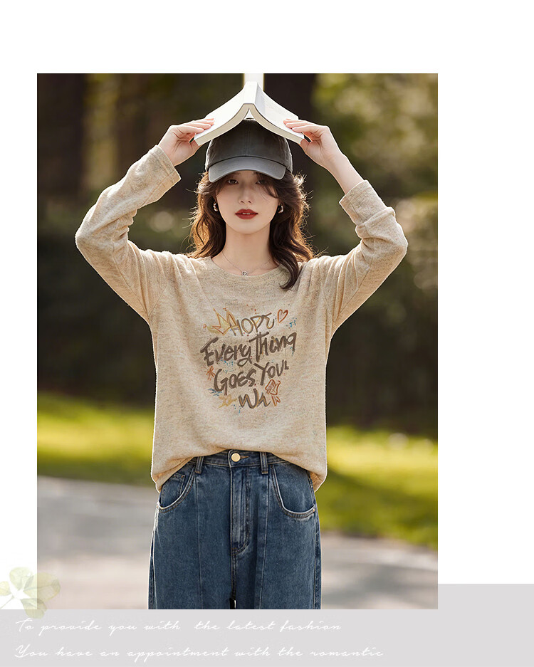 Awakening Paradise 26 Summer Autumn Fashion Round Neck Casual American Lazy Style Knit Letter Graffiti T-Shirt Short Sleeve Yellow M 8