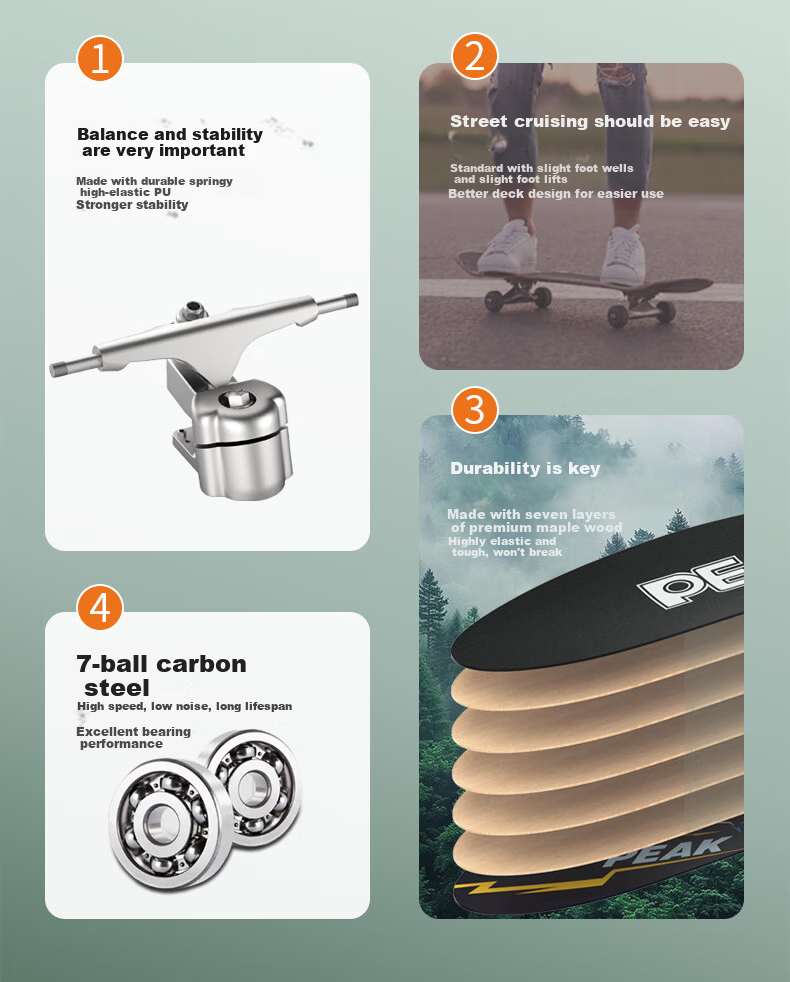 Peak Scooter 6-12 Years 18 Years Land Surfing Skateboard Beginner Entry-Level Professional Adult Sports 3