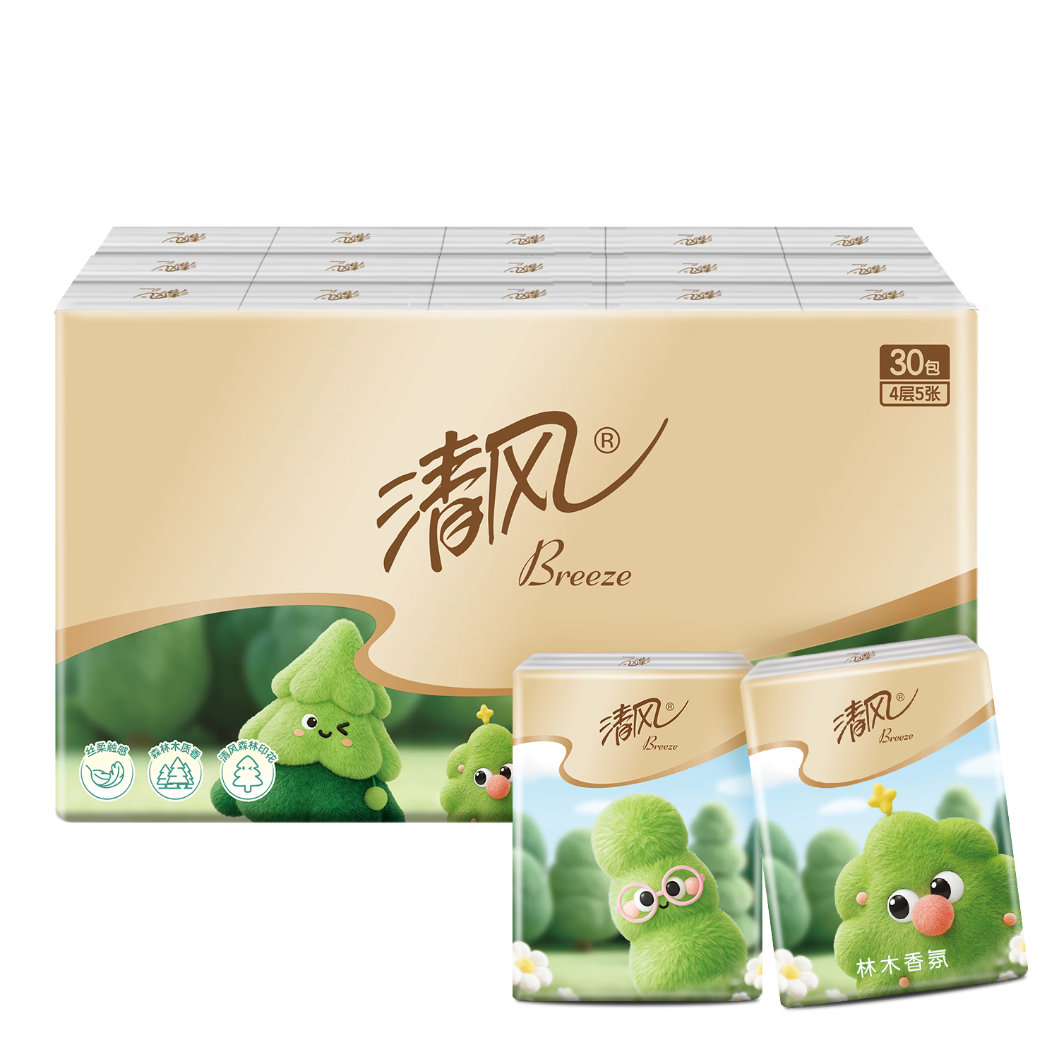 Qingfeng Forest Breath Scented Series 4-Ply 5 Sheets * 30 Packs Tissue Small Portable Pack