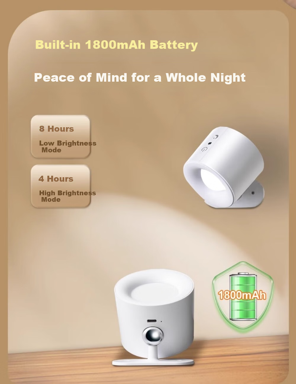 Guan'an Magnetic Wireless Spotlight No Drilling Small Hill Bedside Reading Lamp Wireless Remote Control Lighting [Rechargeable Remote Model - 1800mAh] White/Three-Color Adjustable 8