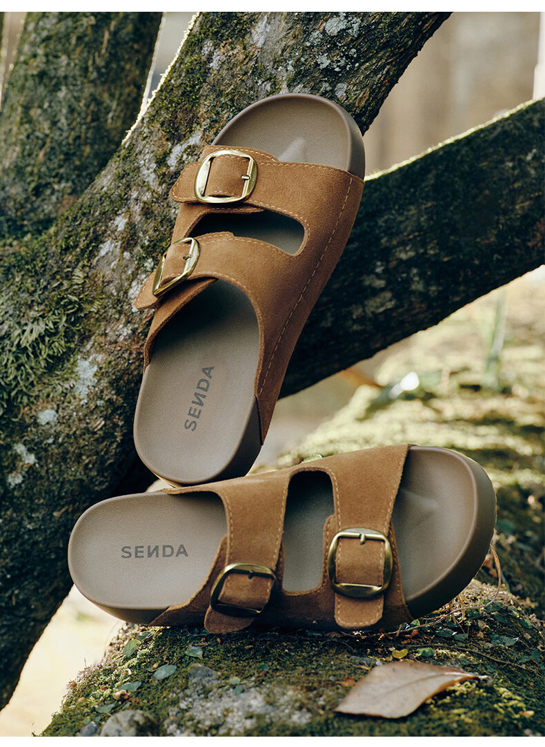 Senda Birkenstock Women's Summer 2026 New Mall Thick Sole Outdoor Sandals XYU01BT6 Beige Size 37 10