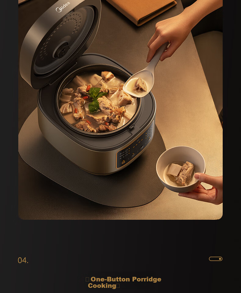 Midea 3L Rice Cooker Home Micro-Pressure Slow Cook Smart Reservation Yogurt Multifunction Copper Energy-Gathering Non-Stick Inner Pot Electric Rice Cooker 1-6 People [MB-TQ332] 16