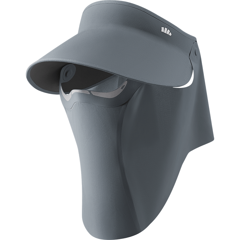 Beneunder Sun Protection Hat for Women and Men with Magnetic Sunshade Face Mask, Full Face and Neck Sunshade, Open-Top Gray Hat